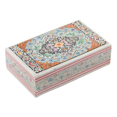 Alternate image for Indian Wood Papier Mache Decorative Box in Blue Persian Midnight Garden