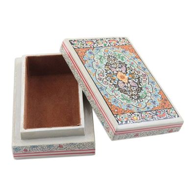 Alternate image for Indian Wood Papier Mache Decorative Box in Blue Persian Midnight Garden