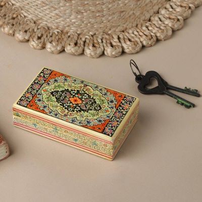 Alternate image for Indian Wood Papier Mache Decorative Box in Blue Persian Midnight Garden