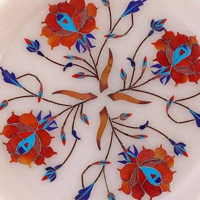 Alternate image for Rose Motif Marble Inlay Decorative Plate from India Summer Roses
