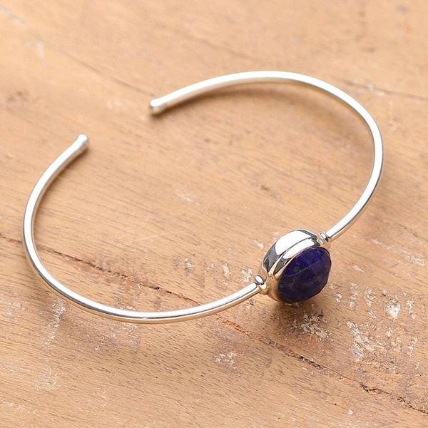 Alternate image for 5-Carat Lapis Lazuli Stone and Sterling Silver Cuff Bracelet True Self