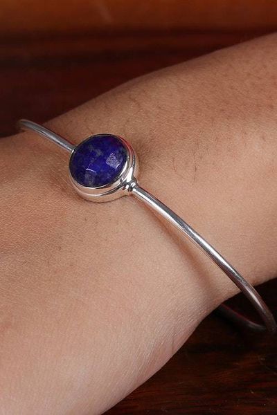 Alternate image for 5-Carat Lapis Lazuli Stone and Sterling Silver Cuff Bracelet True Self