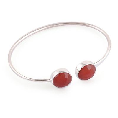Alternate image for Minimalist 11-Carat Faceted Round Carnelian Cuff Bracelet Fiery Aura