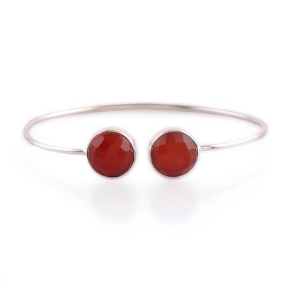 Alternate image for Minimalist 11-Carat Faceted Round Carnelian Cuff Bracelet Fiery Aura