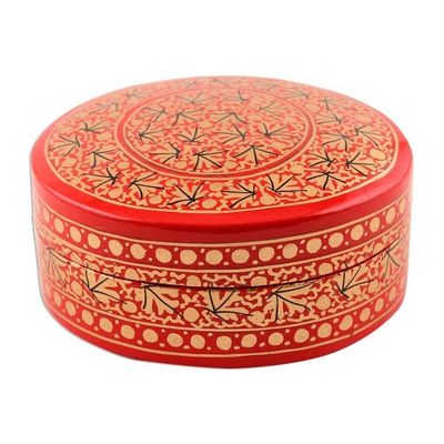 Alternate image for Red and Gold Hand Painted Decorative Box Kashmir Vermilion