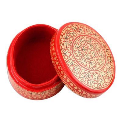 Alternate image for Red and Gold Hand Painted Decorative Box Kashmir Vermilion