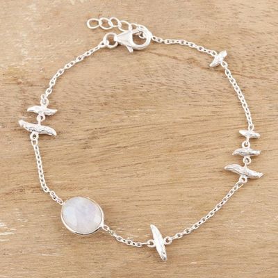 Alternate image for Sterling Silver and Rainbow Moonstone Pendant Bracelet White Rapids