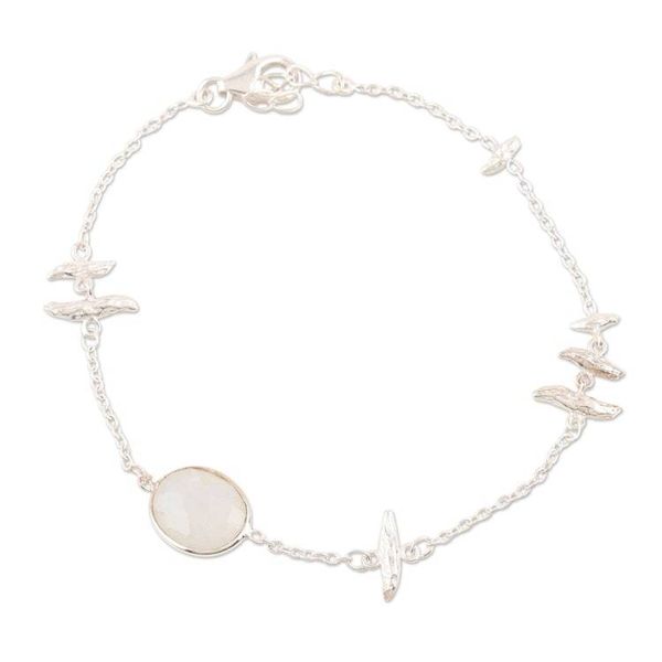 Alternate image for Sterling Silver and Rainbow Moonstone Pendant Bracelet White Rapids