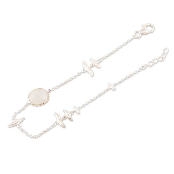 Alternate image for Sterling Silver and Rainbow Moonstone Pendant Bracelet White Rapids