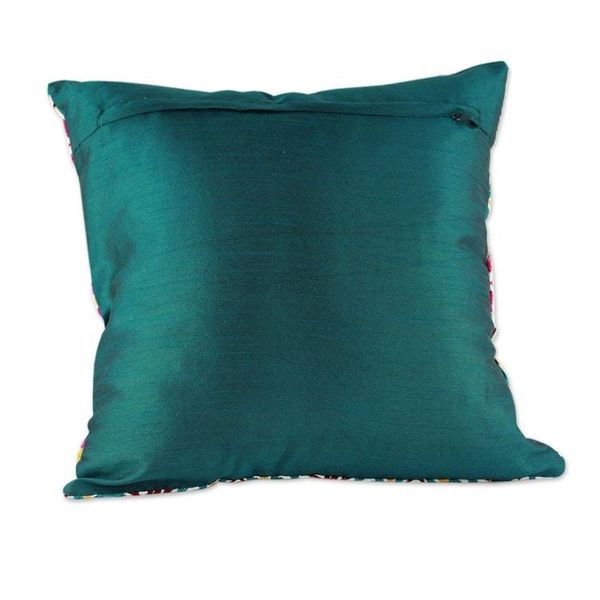 Alternate image for Floral Abstract Embroidered Patchwork Cushion Covers Pair Colorful Connection