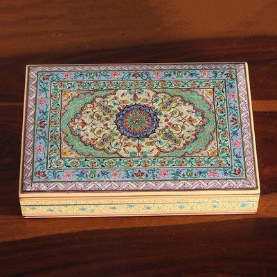Alternate image for Artisan-Made Painted Wood and Papier Mache Decorative Box Mandala Spring