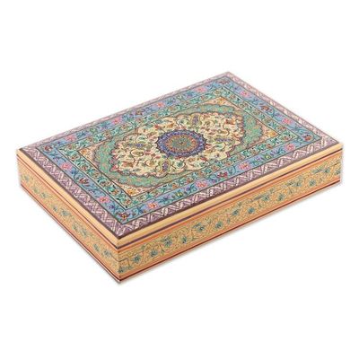 Alternate image for Artisan-Made Painted Wood and Papier Mache Decorative Box Mandala Spring