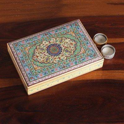 Alternate image for Artisan-Made Painted Wood and Papier Mache Decorative Box Mandala Spring