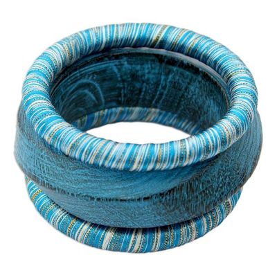 Alternate image for Mango Wood Bangle Bracelets from India Set of 3 Sky over Sikkim