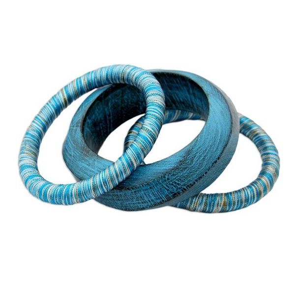 Alternate image for Mango Wood Bangle Bracelets from India Set of 3 Sky over Sikkim