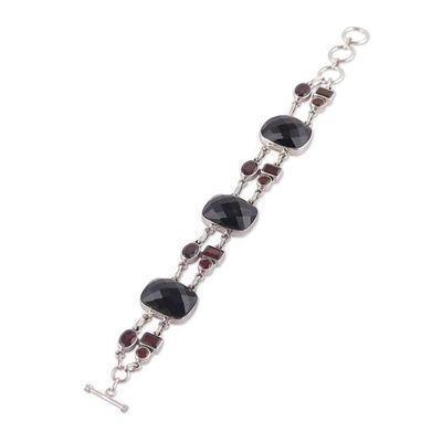 Alternate image for 32-Carat High-Polished Faceted Garnet and Onyx Bracelet Exotic Dream