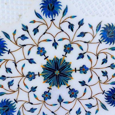 Alternate image for Star Motif Marble Inlay Decorative Plate from India Star Burst