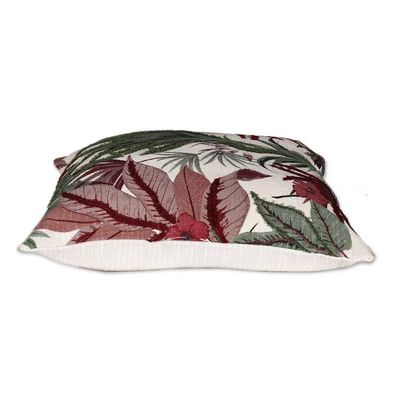 Alternate image for Pair of Embroidered Green and Red Cotton Cushion Covers Vermilion Nature