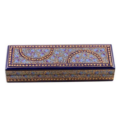 Alternate image for Blue and Gold Hand Painted Wood Trinket Box from India Kashmir Ultramarine