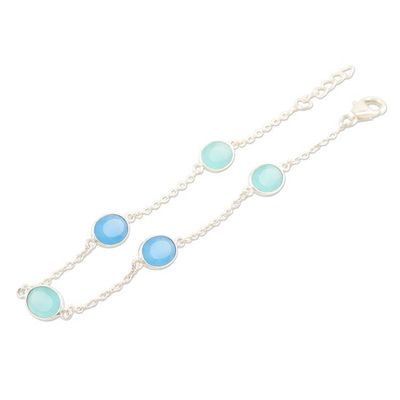 Alternate image for Sterling Silver and Blue Chalcedony Station Bracelet Aqua Balance