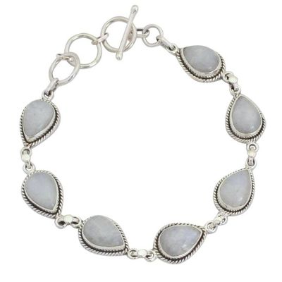 Alternate image for Indian Rainbow Moonstone and Sterling Silver Link Bracelet Caressing Rain