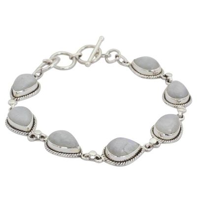 Alternate image for Indian Rainbow Moonstone and Sterling Silver Link Bracelet Caressing Rain