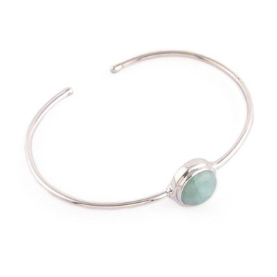 Alternate image for Polished Amazonite Stone and Sterling Silver Cuff Bracelet Confident Self