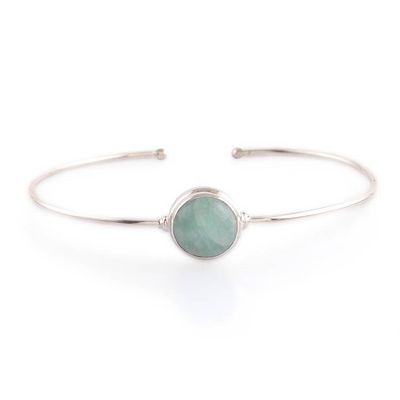 Alternate image for Polished Amazonite Stone and Sterling Silver Cuff Bracelet Confident Self