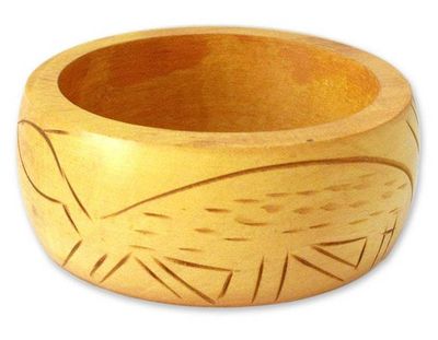 Alternate image for Wood bangle bracelet Tribal Turtle