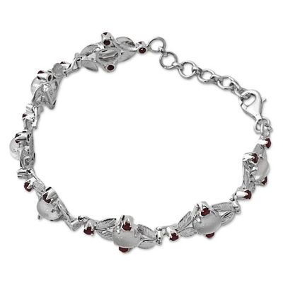 Alternate image for Sterling Silver Moonstone Ruby Link Bracelet India Moon Red