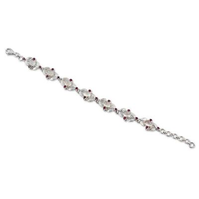 Alternate image for Sterling Silver Moonstone Ruby Link Bracelet India Moon Red