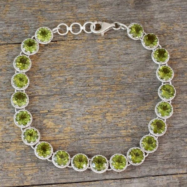 Alternate image for Peridot Tennis Style Bracelet Set in Rhodium Plated Silver Verdant Enchantment