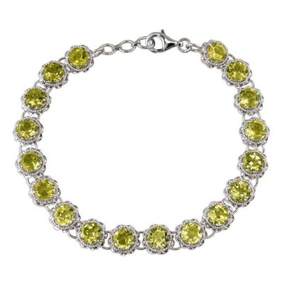 Alternate image for Peridot Tennis Style Bracelet Set in Rhodium Plated Silver Verdant Enchantment