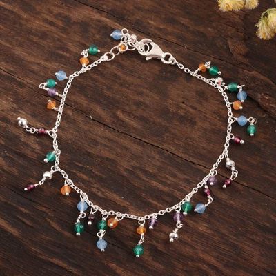 Alternate image for Multi-Gemstone Charm Bracelet Crafted in India Vibrant Glow