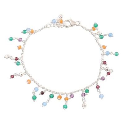 Alternate image for Multi-Gemstone Charm Bracelet Crafted in India Vibrant Glow