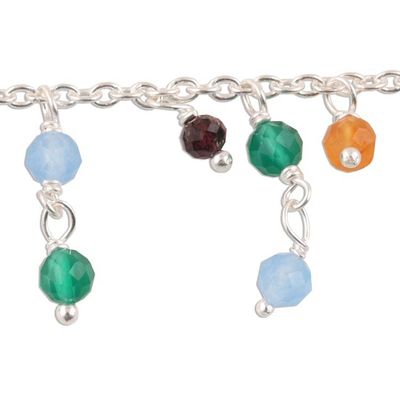 Alternate image for Multi-Gemstone Charm Bracelet Crafted in India Vibrant Glow