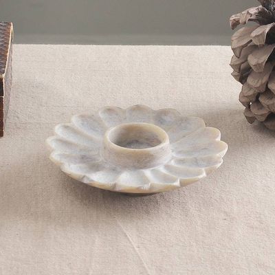 Primary image for Flower-Shaped Hand-Carved Natural Soapstone Tealight Holder Floral Magnificence