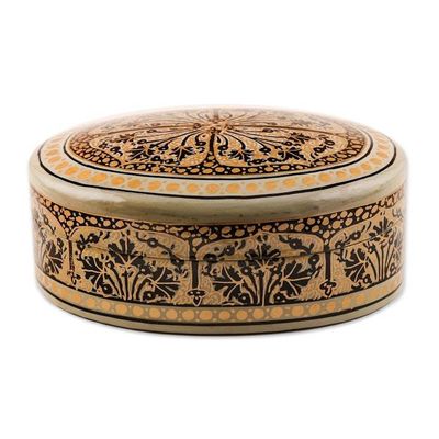 Alternate image for Oval Wood and Papier Mache Decorative Box Srinagar Grandeur