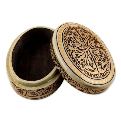 Alternate image for Oval Wood and Papier Mache Decorative Box Srinagar Grandeur