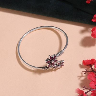 Alternate image for Floral-Themed Cubic Zirconia Sterling Silver Cuff Bracelet Floral Enigma