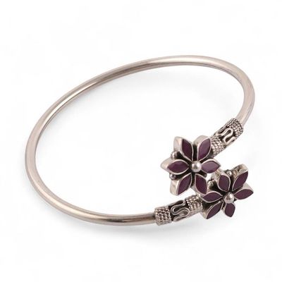 Alternate image for Floral-Themed Cubic Zirconia Sterling Silver Cuff Bracelet Floral Enigma