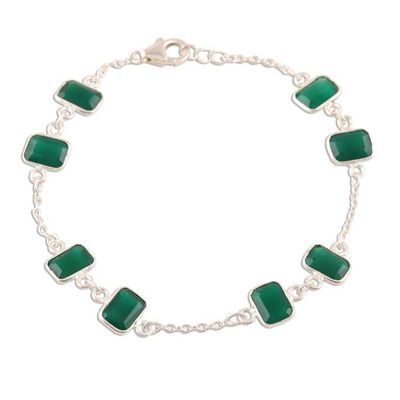 Alternate image for 6.5-Carat Green Onyx Station Bracelet from India Alluring Forest