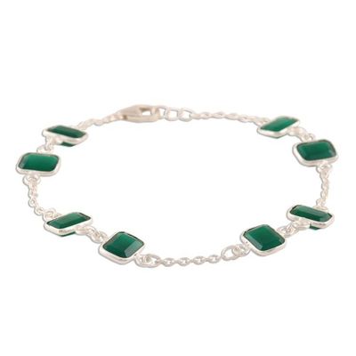Alternate image for 6.5-Carat Green Onyx Station Bracelet from India Alluring Forest