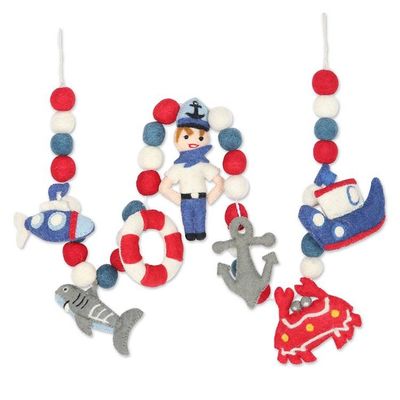 Alternate image for Handcrafted Wool Felt Ocean-Themed Christmas Tree Garland Water Kingdom