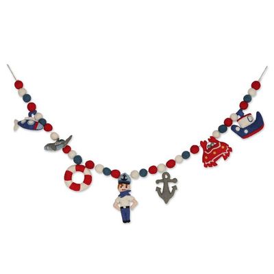 Alternate image for Handcrafted Wool Felt Ocean-Themed Christmas Tree Garland Water Kingdom