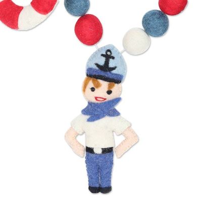 Alternate image for Handcrafted Wool Felt Ocean-Themed Christmas Tree Garland Water Kingdom