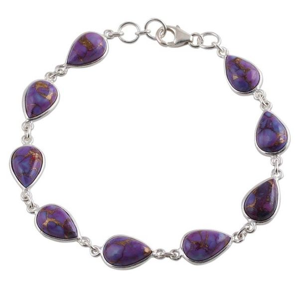 Alternate image for Sterling Silver and Purple Composite Turquoise Link Bracelet Purple Cascade