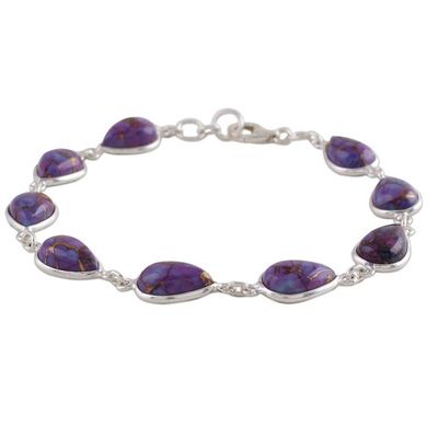 Alternate image for Sterling Silver and Purple Composite Turquoise Link Bracelet Purple Cascade