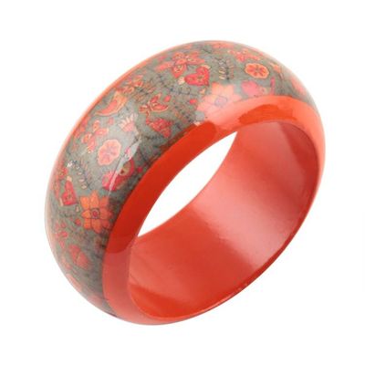 Alternate image for Bird Motif Haldu Wood Bangle Bracelet Crafted in India Bird Garden