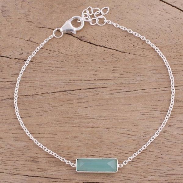 Alternate image for Chalcedony and Sterling Silver Bracelet from India Elegant Prism